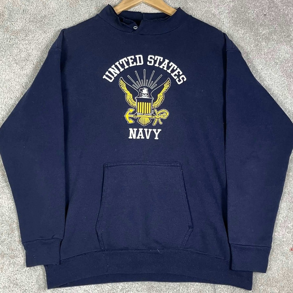 Vintage Jostens United States Navy Hoodie Mens Large Navy Blue Made in USA